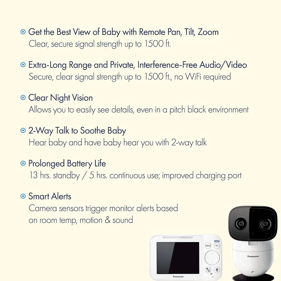 Panasonic Baby Monitor with Camera and Audio, 3.5” Color Video