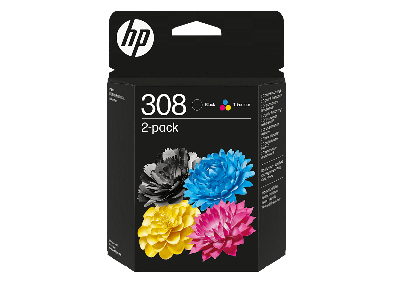 HP 308 2-Pack Black/Tri-color Original Ink Cartridge Combo (6L6S6UE)